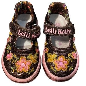 Lelli Kelly Brown‎ Sequin Mary Jane Italian Shoes Size 4 US 20 EU